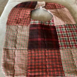 NWT. Handcrafted reversible, baby bib in brown and green shirting materials.